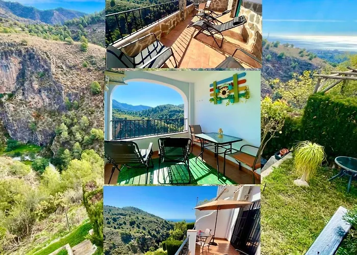 Apartamentos Axarquia , Frigiliana, Terraza Privada Con Vistas A La Montana Rio Y Al Mar